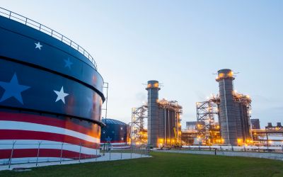 Natural gas plant with American flag