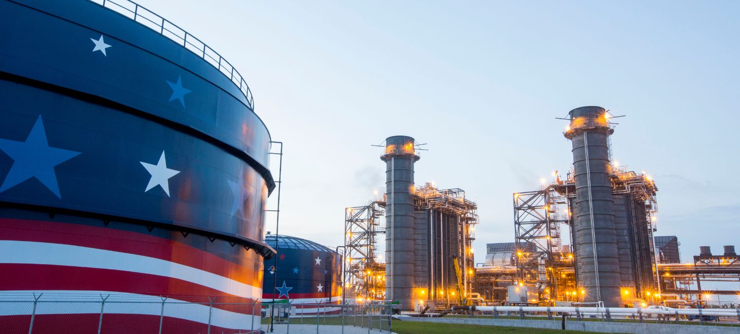 Natural gas plant with American flag