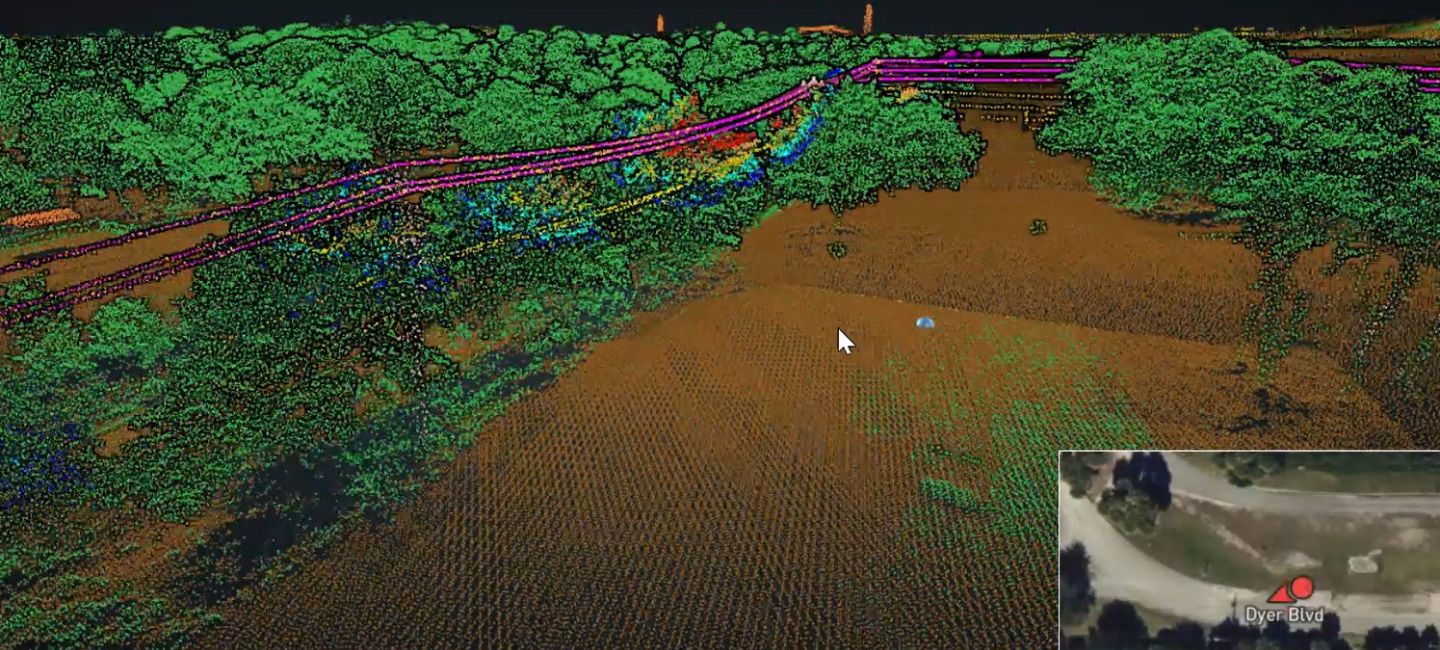LiDAR image of transmission lines